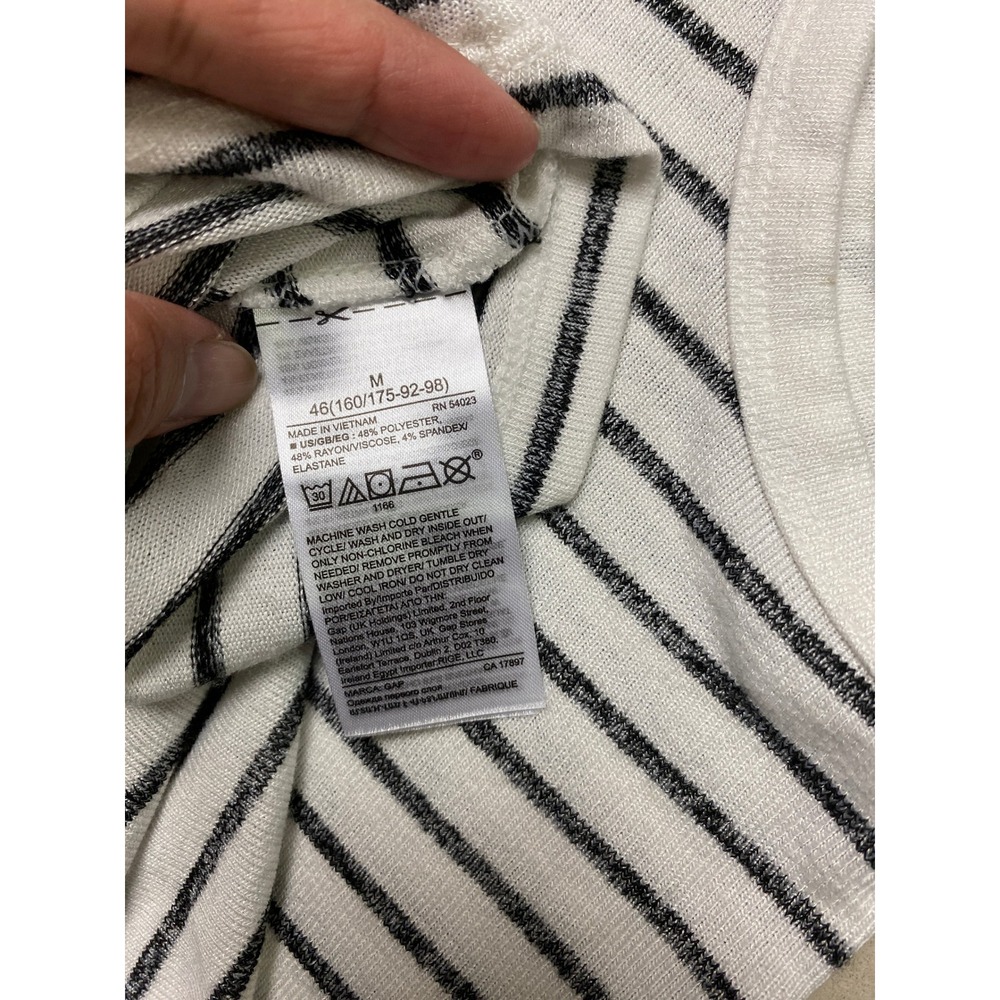Gap Womens Medium Striped Ribbed Knit Tank Top White Navy Blue Scoop Neck Casual - Picture 7 of 8